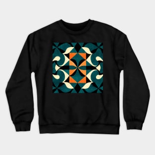 Black, Blue, White, and Orange, Textured Pattern - Geometric Design Crewneck Sweatshirt